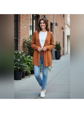 Fenn Wright Manson Women's Rust Color Speckled Cardigan Sweater ,Size Medium GUC